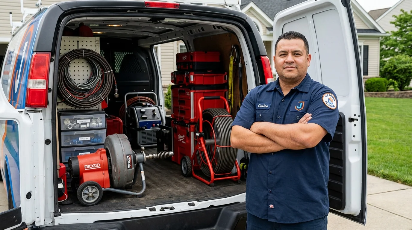 Professional drain cleaning equipment and Johns Plumbing LLC plumber in Grand Haven