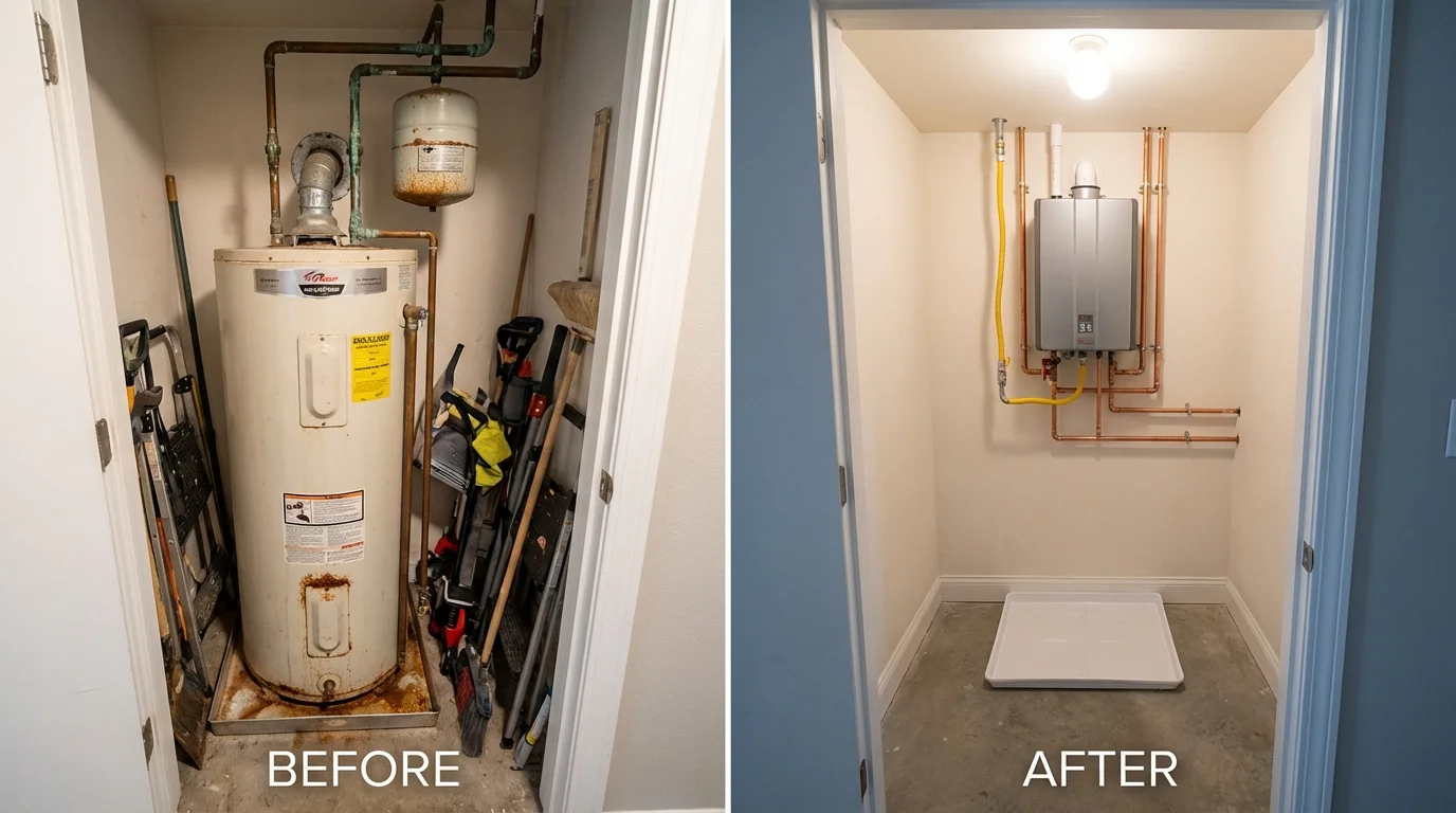 Tank water heater versus wall-mounted tankless unit comparison for Grand Haven, MI homeowners