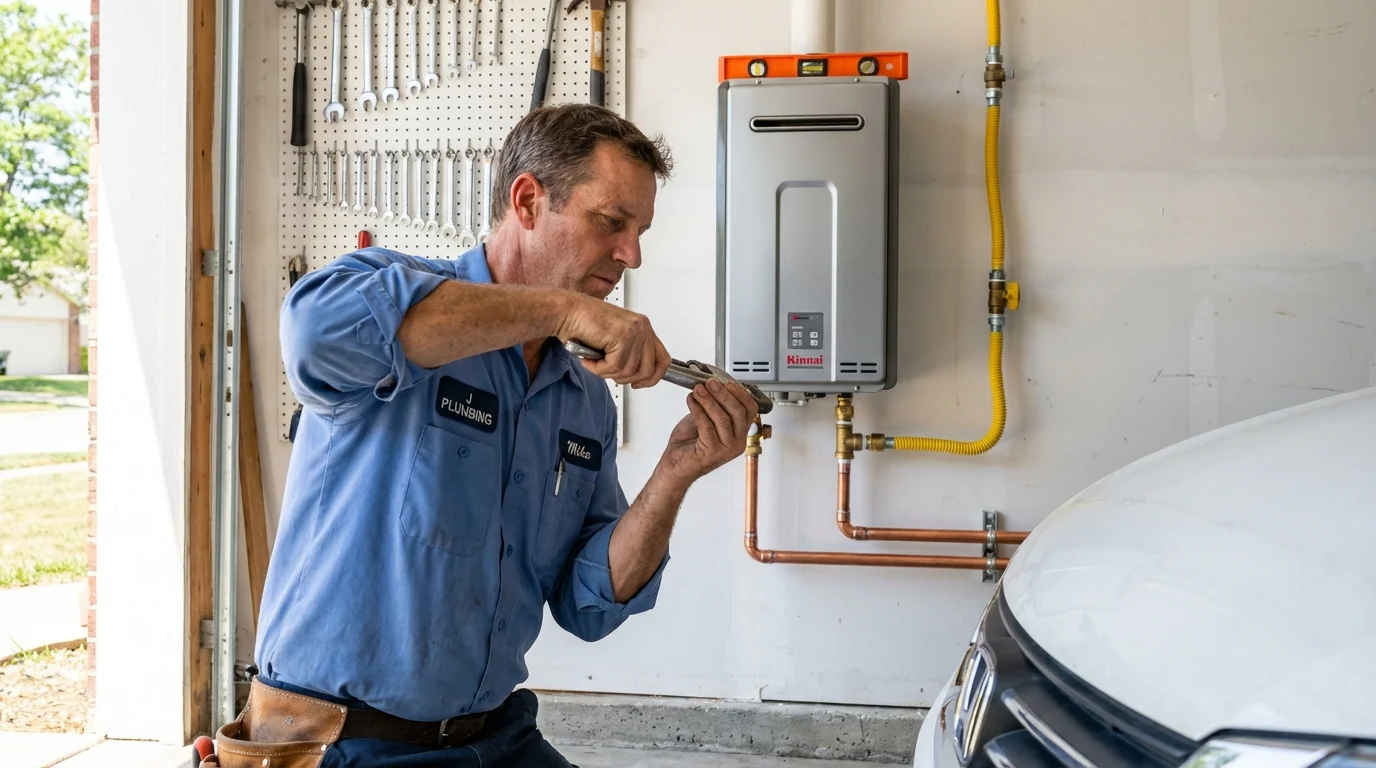 Tankless water heater installation by a Johns Plumbing LLC plumber in Grand Haven